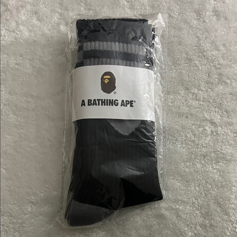NWT BAPE Ape Head Pattern Socks Black